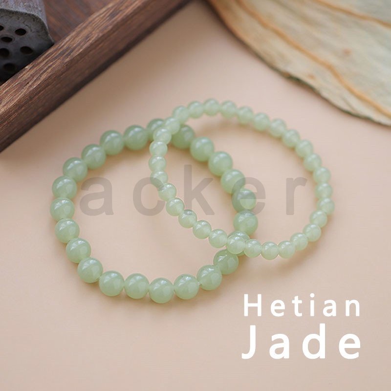 Gelang Manik-Manik Giok Hetian Natural Untuk Wanita