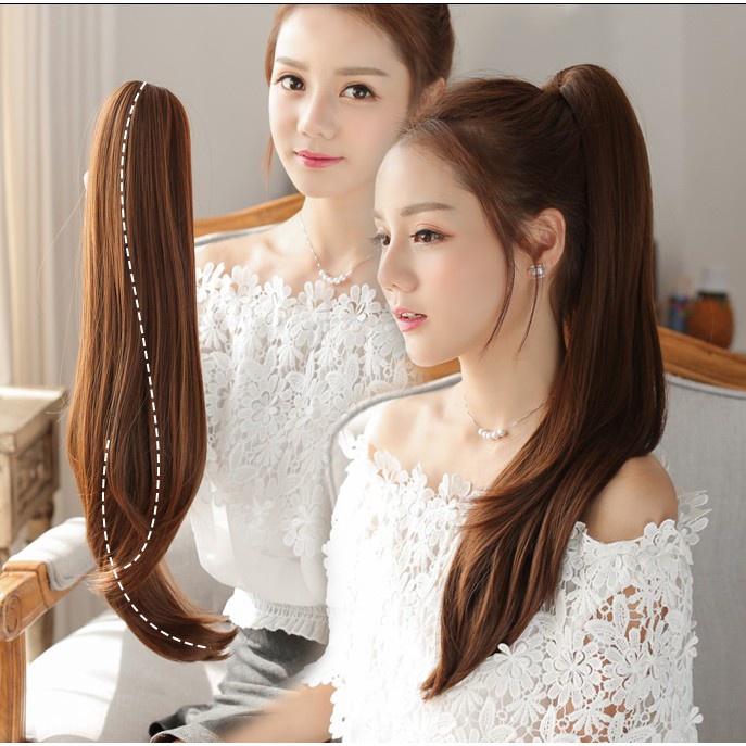 CPL hair clip on jepitan 60 cm ponytail lurus rambut palsu kuncir kuda