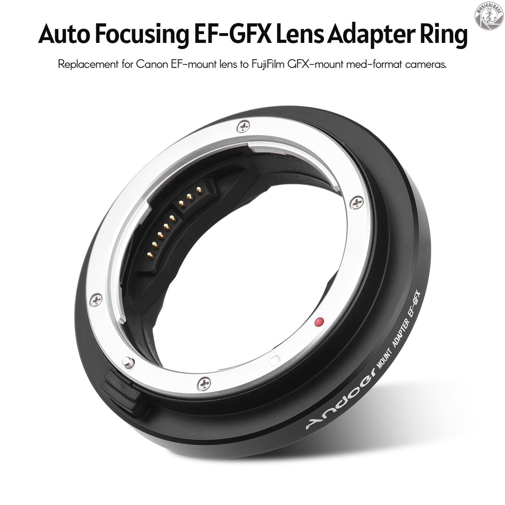 Andoer EF-GFX Camera Lens Adapter Ring Auto Focus Replacement for  EF-mount Lens to FujiFilm GFX-mount MED-format Cameras GFX100 GFX50S GFX50R