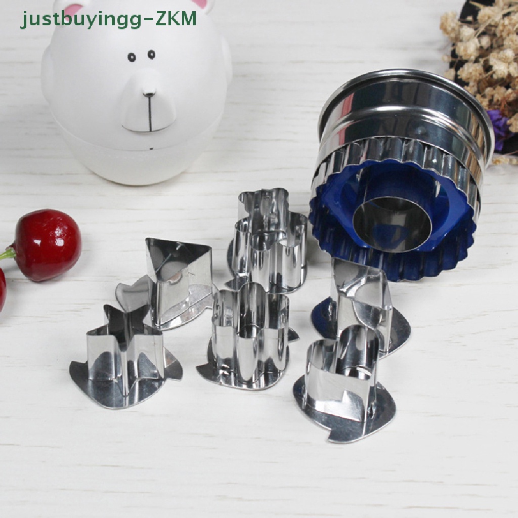 7 Pcs / Set Cetakan Pemotong Kue Biskuit Model Tekan Bahan Stainless Steel