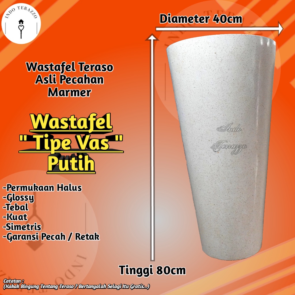 INDO TERAZZO WASTAFEL CUCI TANGAN MINIMALIS KERAMIK MARMER UNIK DAN ELEGAN TIPE VAS T80-WASTAFEL KER