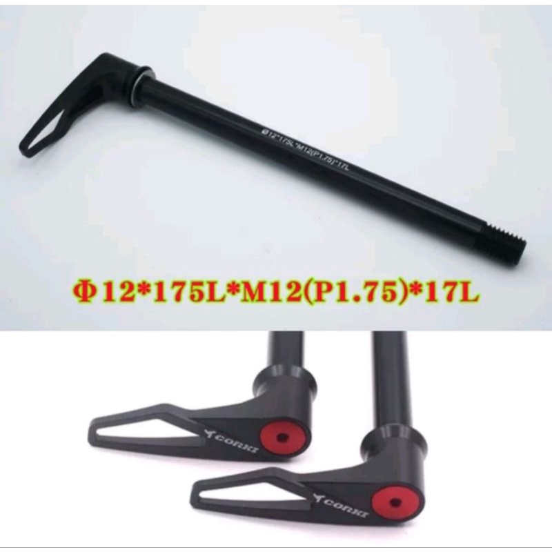 Corki AS TA QR 12x175mm Drat P1.75 AS TA Sepeda Thru Axle Quick Release