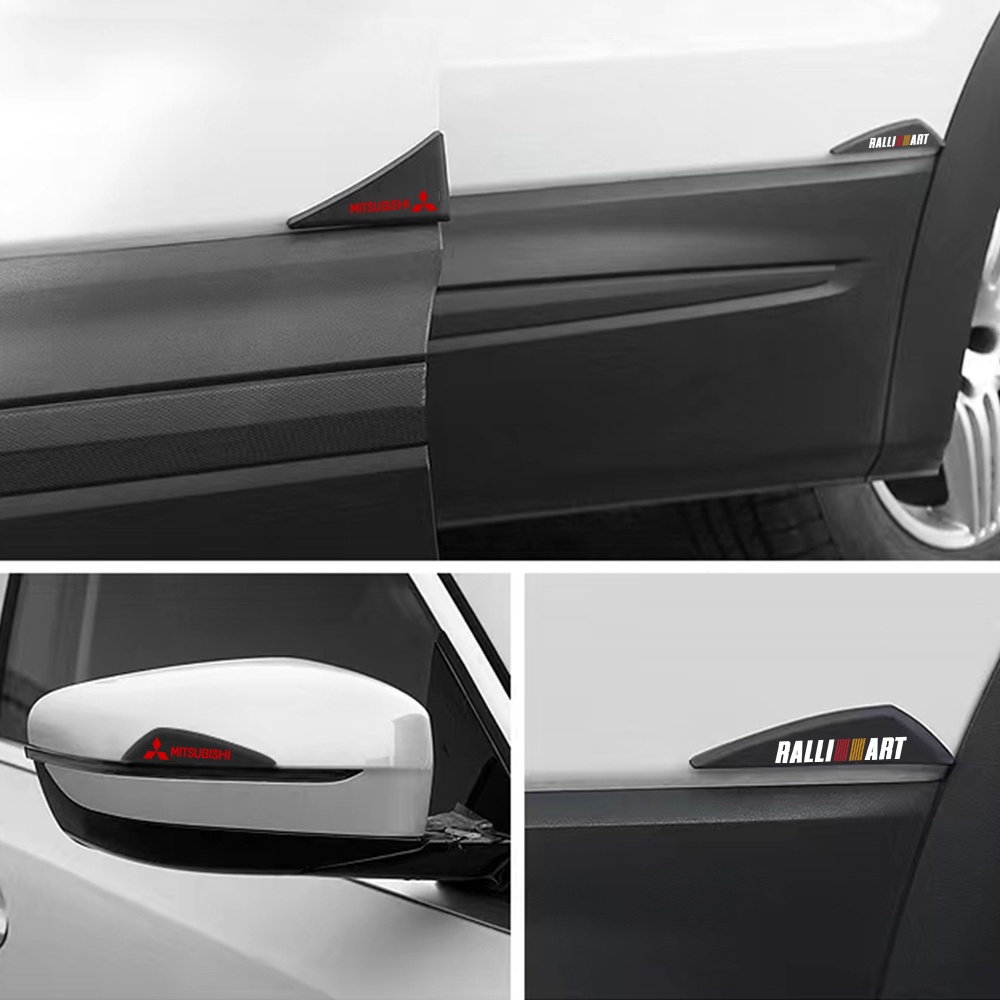 Mitsubishi RALLIART Stiker Perlindungan Sudut Pintu Mobil Anti Tabrakan Silikon Gores Logo Karet Lancer 9 EVO 10 Outlander 3 Asx L200 Pajero