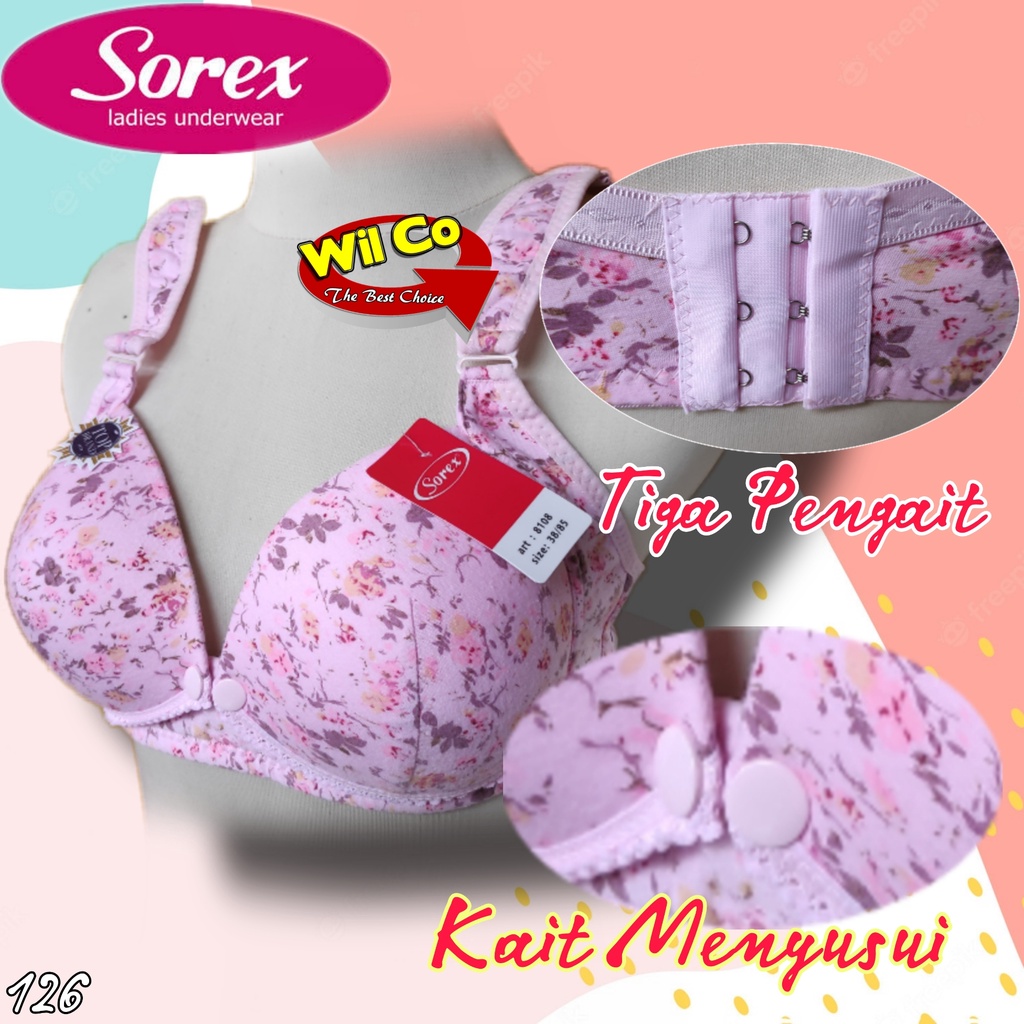 K126 - BRA/BH MENYUSUI SOREX SIZE 36-42 TANPA KAWAT TIGA PENGAIT CUP SEDANG