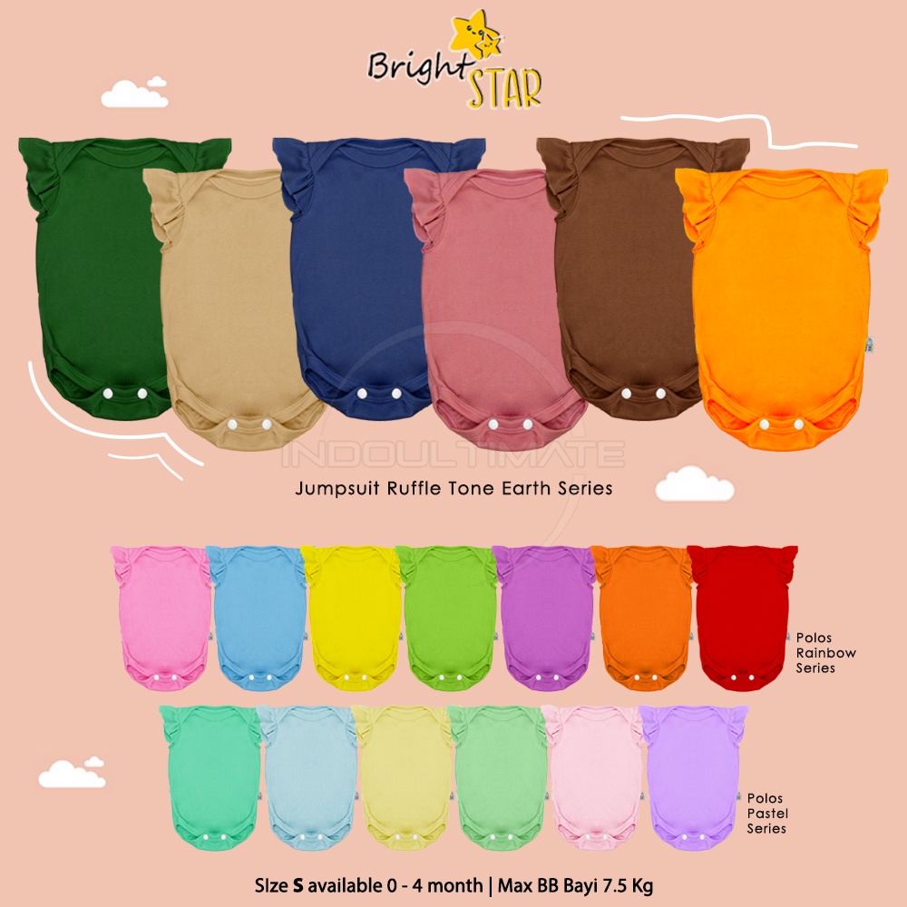 1 Pcs Jumpsuit Bayi BCS-175 Lengan Pendek Ruffle Jumper Bayi BABY STAR / BRIGHT STAR Baju Bayi Perempuan Laki Laki Jumper Bayi Baru Lahir Jumper Jumpsuit Jumsuit Setelan Set Baju Bayi Baby Perempuan Laki Laki