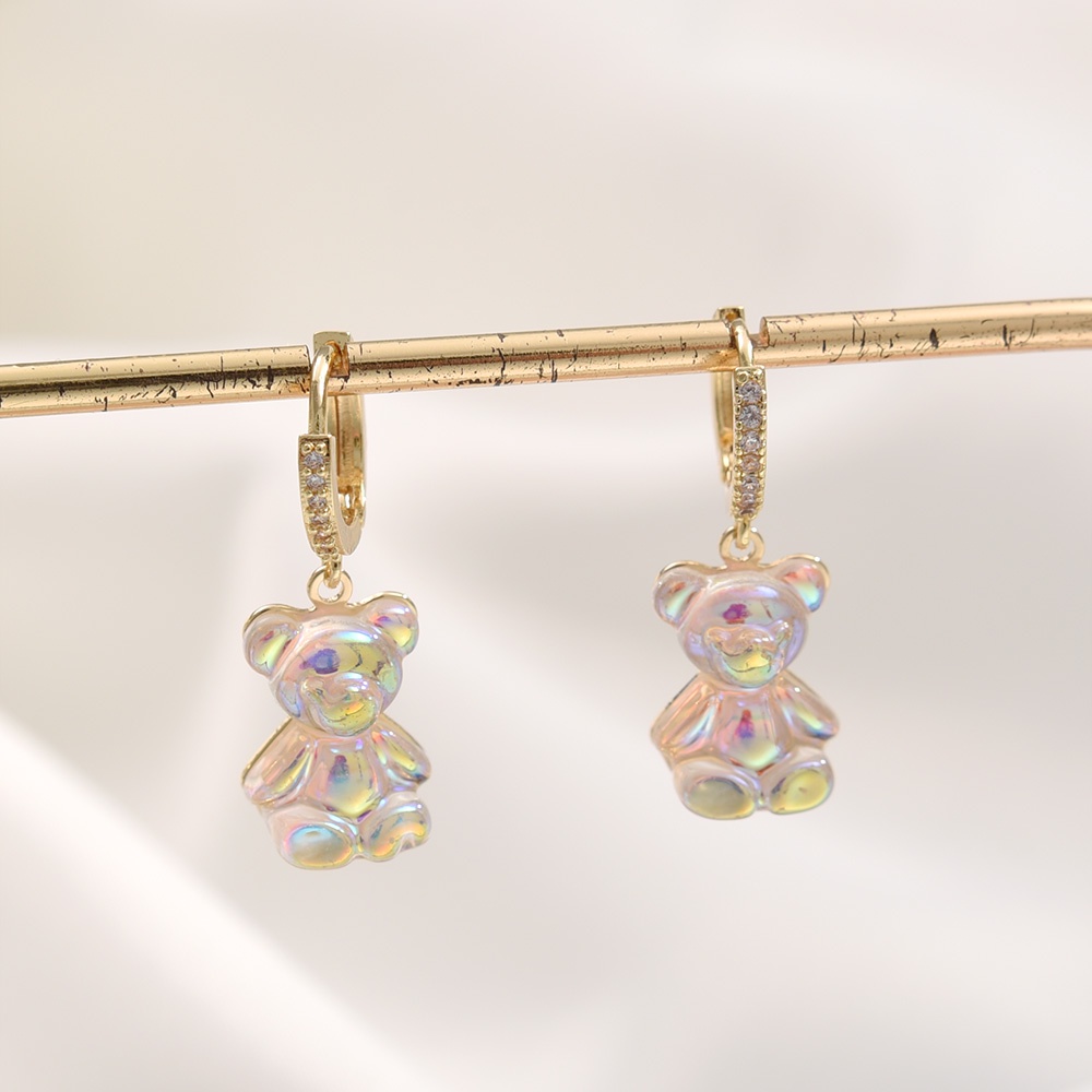 Anting Juntai Liontin Gummy Bear Bahan Akrilik Warna Permen Pelangi Gaya Korea Untuk Wanita