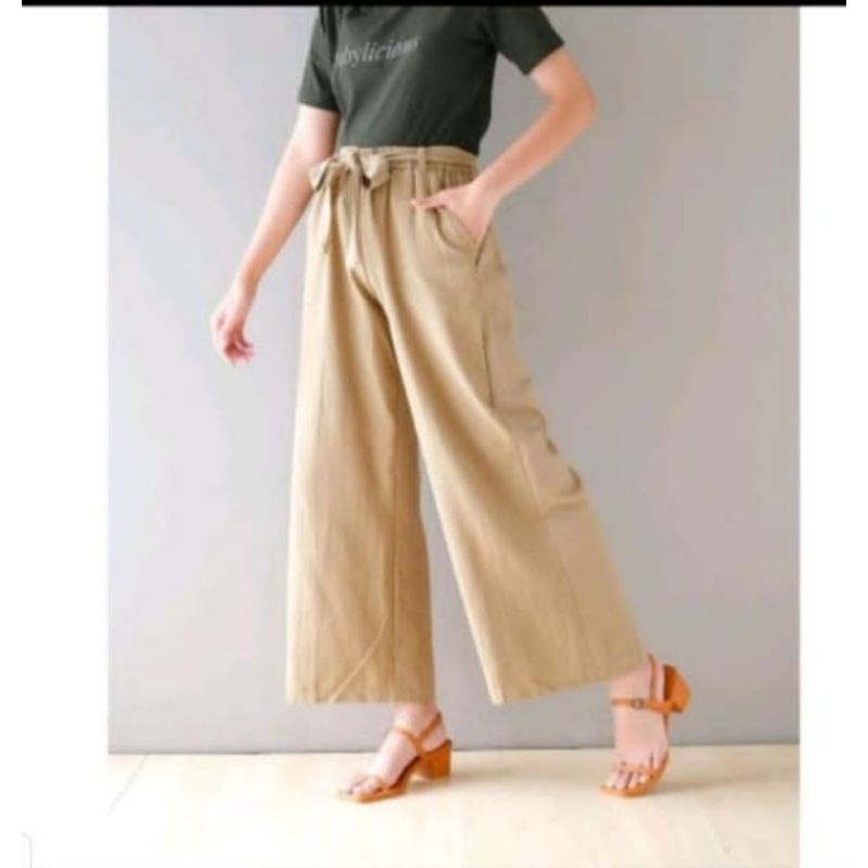 Celana kulot linen highwaist