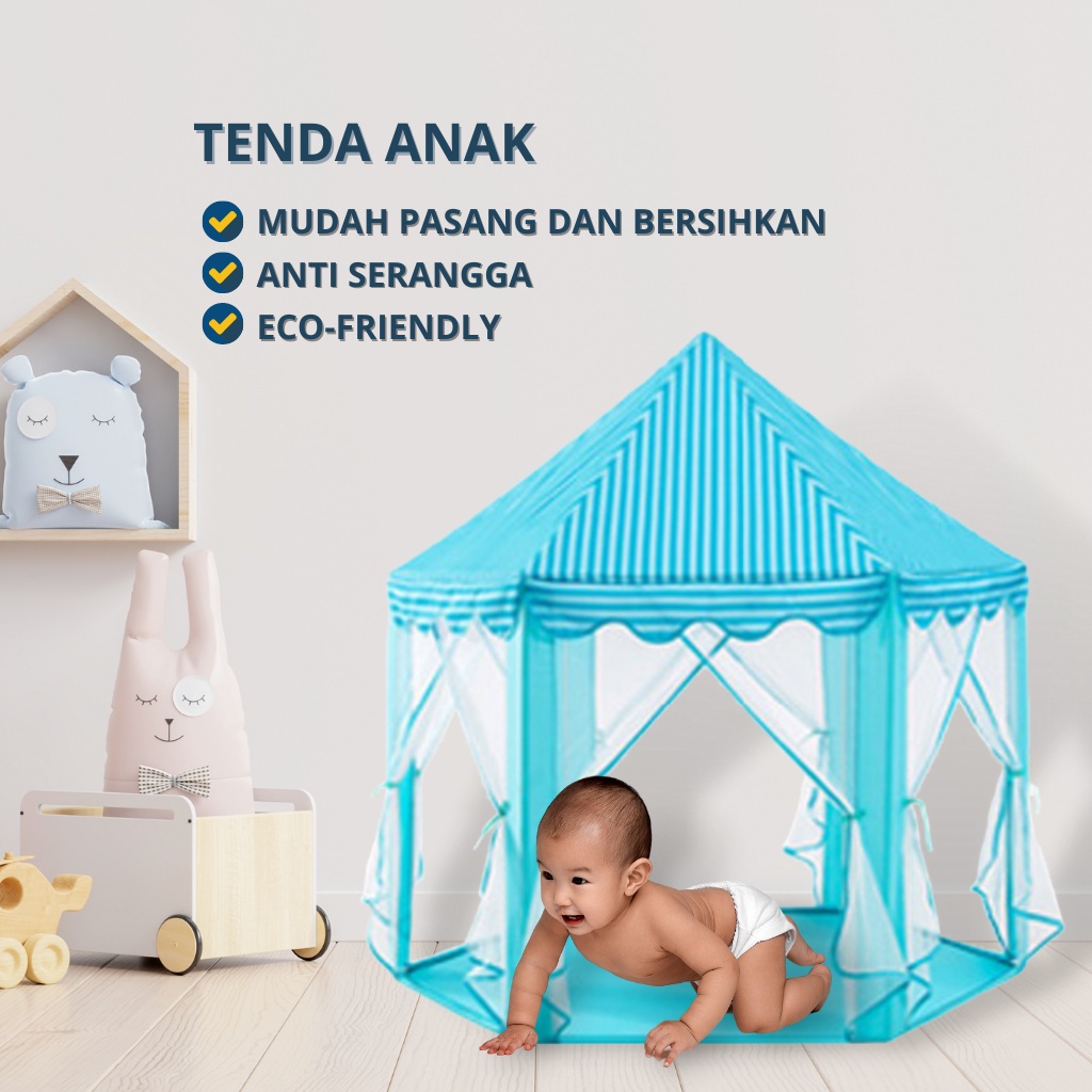 KIDDAILY TENDA ANAK TENDA MAINAN ANAK TENDA BAYI PRINCESS LUCU KASTIL MAINAN ANAK INDOOR OUTDOOR PORTABLE KD