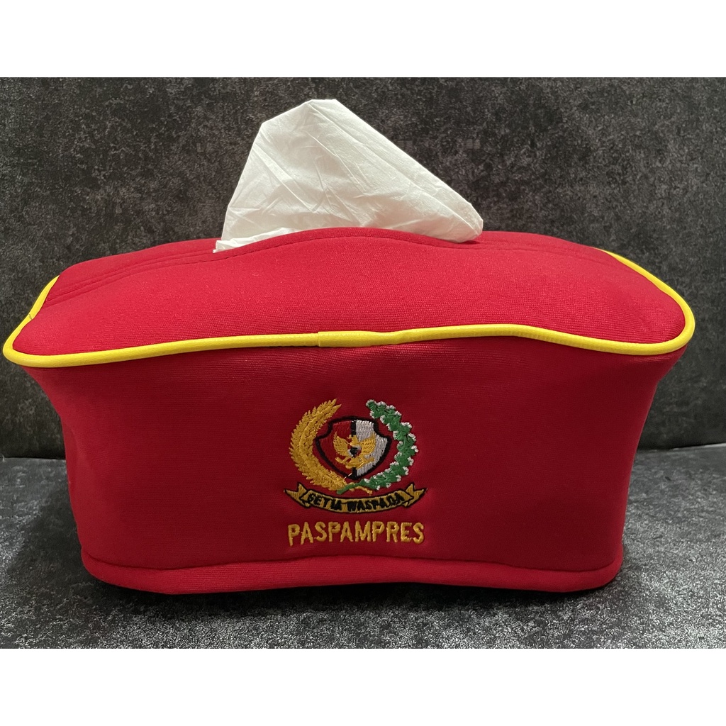 Kotak Tissue Paspampres (Merah) - Tempat Tissue Mobil - Tissue Box Pas