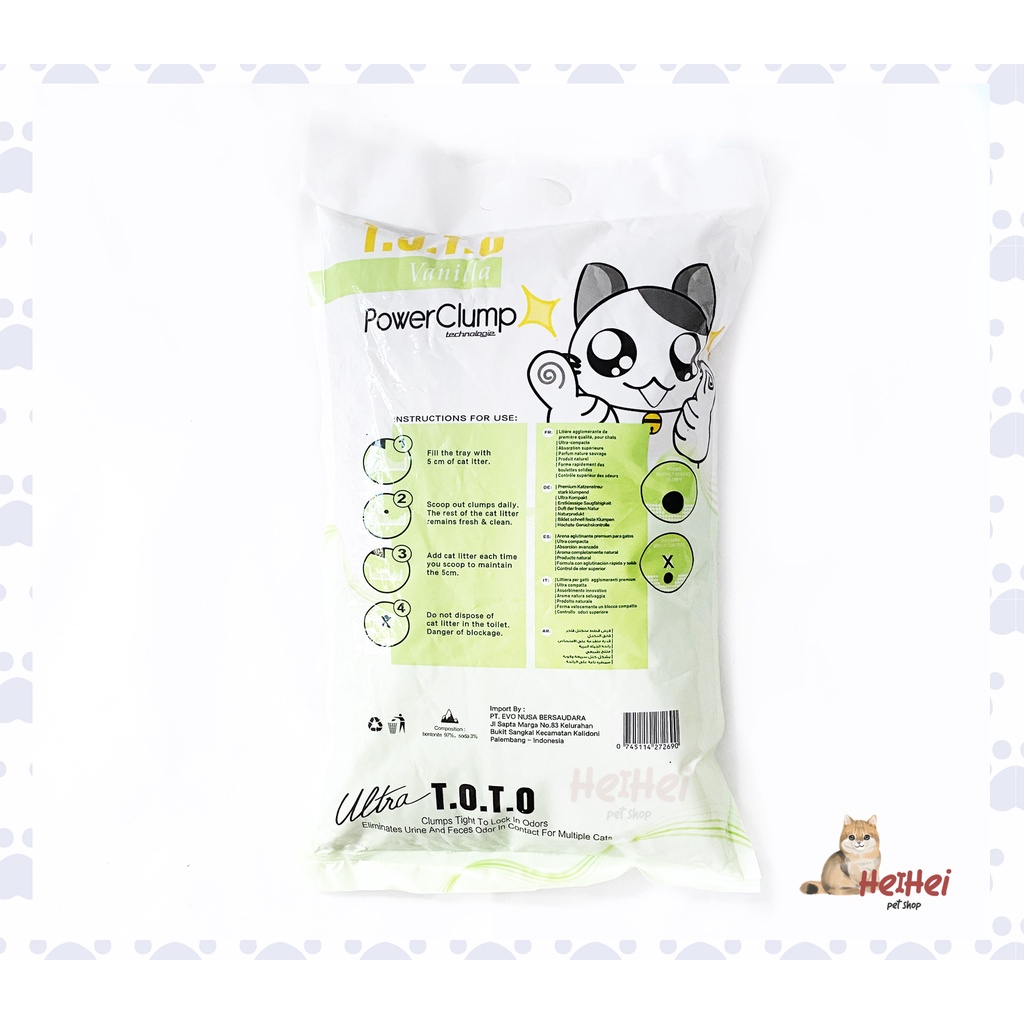 Toto Litter Bentonite 5 l - Pasir Kucing Gumpal Wangi Cat Litter Bentonite Sand