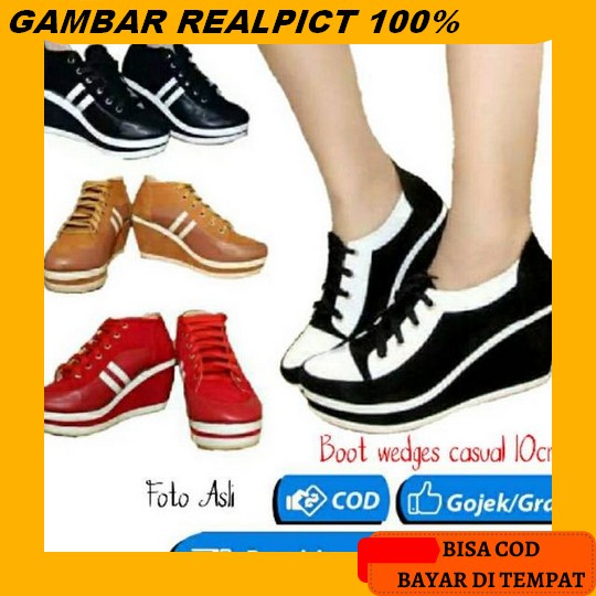 Wedges Brokat Fashion Korea #Jm-Jh2388 Wedges Wanita Sepatu Wadges Tinggi Sepatu Sandal Tebal Wejes 