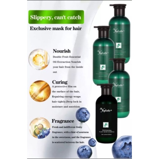 Yafeilla Plant Extract Nourishing Shampoo dan Conditioner Herbal 550ml &quot;Botol Hijau&quot; pump