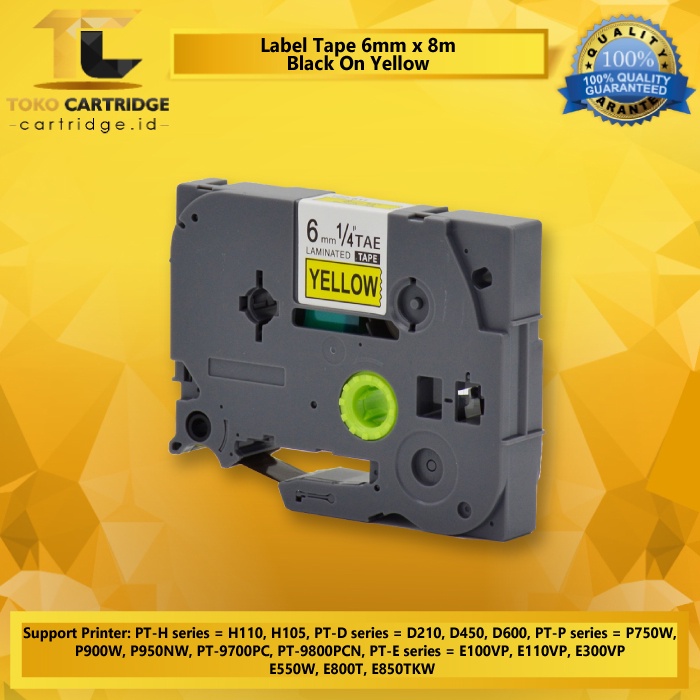 Compatible Label Tape TZE 611 6mm X 8m Black On Yellow PT 580C PT 2730VP PT D210 PT D450