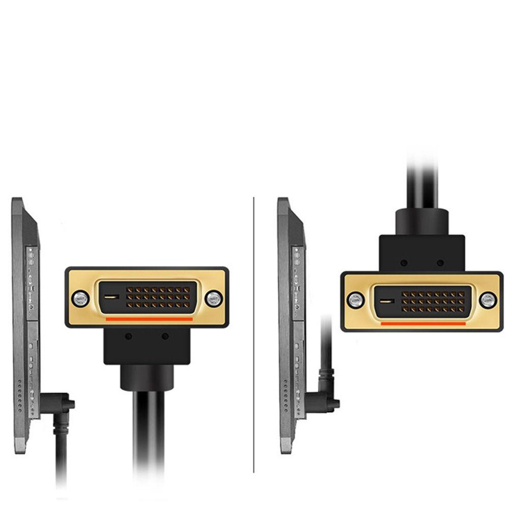 Kabel DVI Ke DVI Atas Untuk Proyektor Komputer TV 1080P DVI-D Video Cable 90derajat,