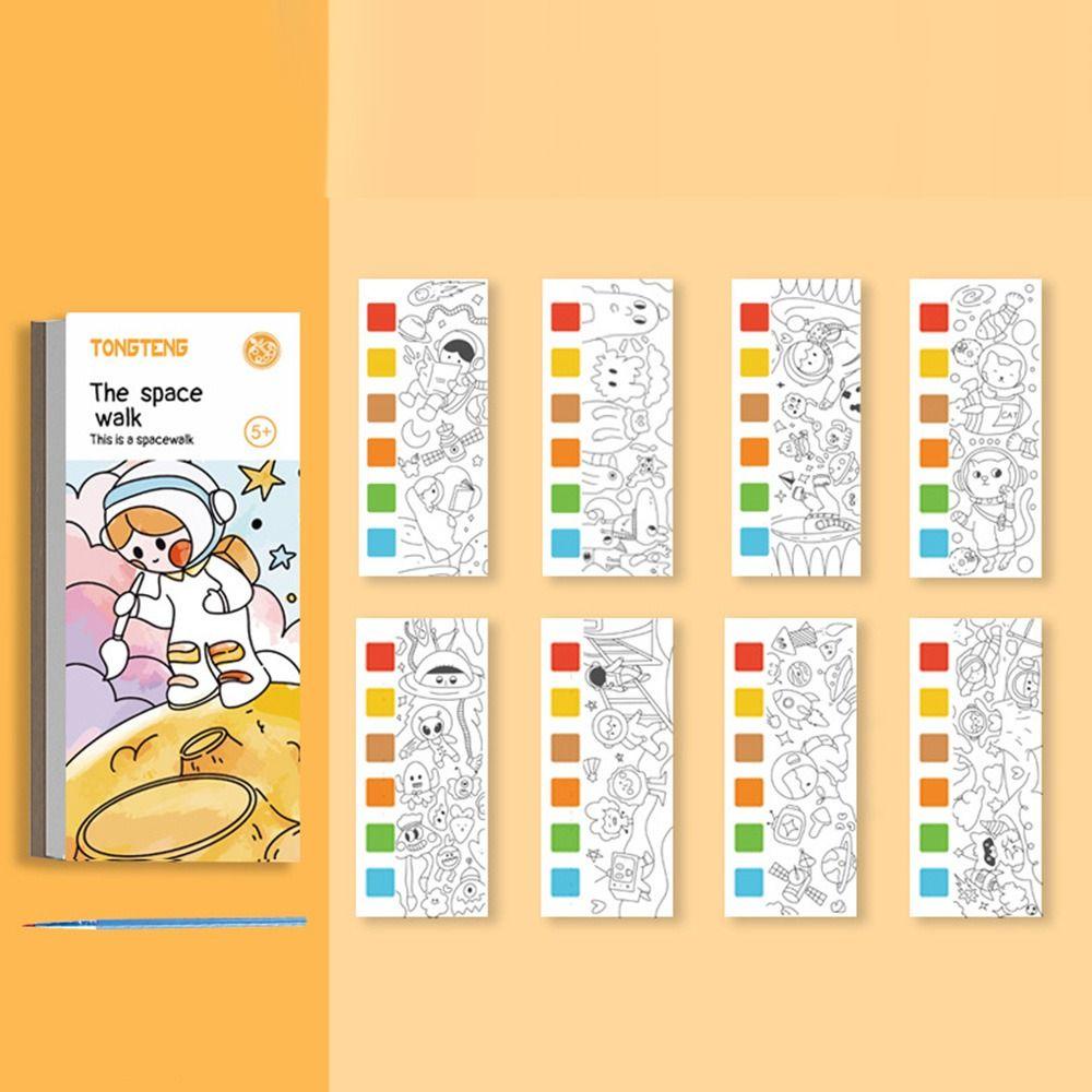 Preva Bookmark Buku Mewarnai Desain Baru Portabel Anak Gouache Graffiti Book