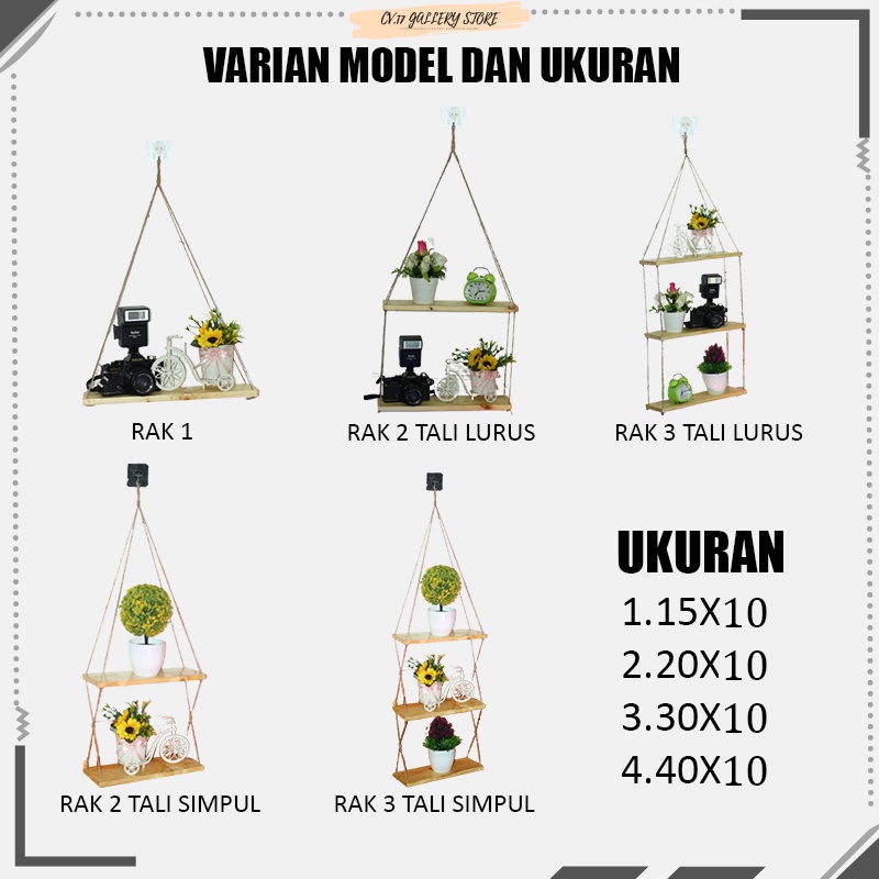 Rak Papan Hiasan Ambalan Tempat penyimpanan Bunga Buku make up Kosmetik Bumbu Dapur Gantung Macrame Wall Hanging Tali Rami Dekorasi Dinding Dingding Tembok Kayu Jati Belanda Tempel Susun Serbaguna Kamar Tidur Ruang Tamu Cowok Minimalis Aesthetic Murah Rg4