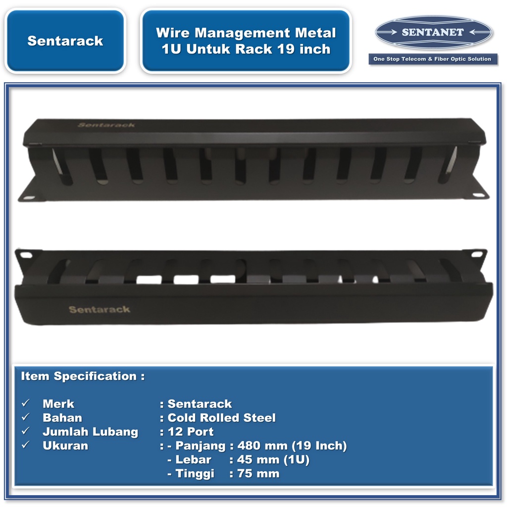 Wire Management Metal 1U Sentarack