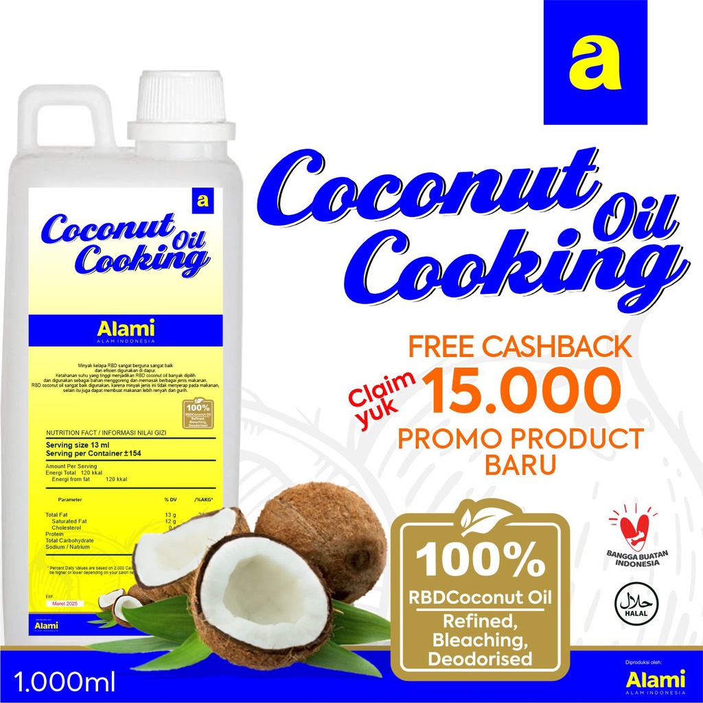 

Coconut Cooking Oil RBD | Minyak Goreng Kelapa Organik | jernih Coconut cooking Oil Refined 1.000ml
