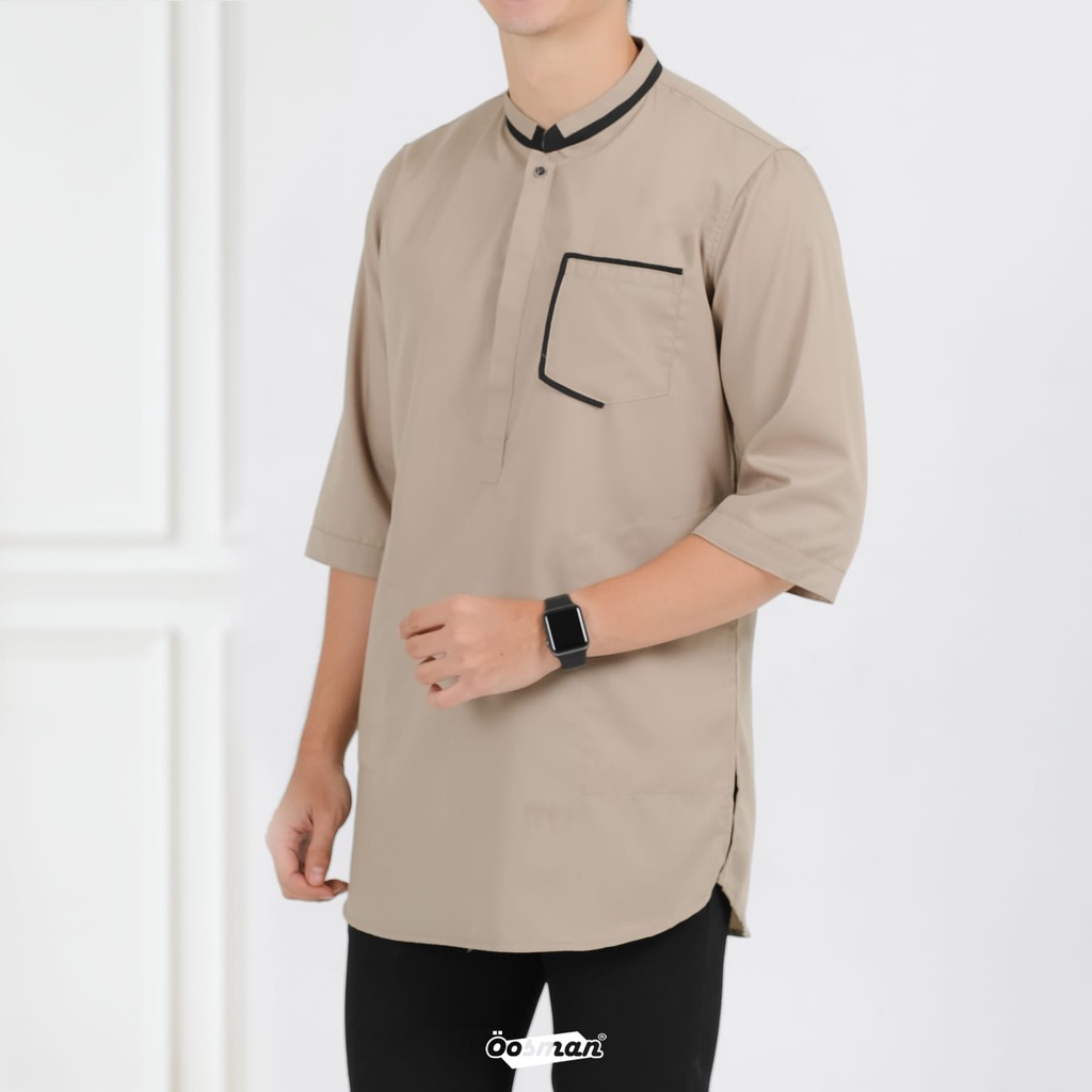 KURTA KOKO BAJU MUSLIM PRIA BAHAN toyobo WARNA MAROON NAVY MILO HITAM PUTIH M LXL