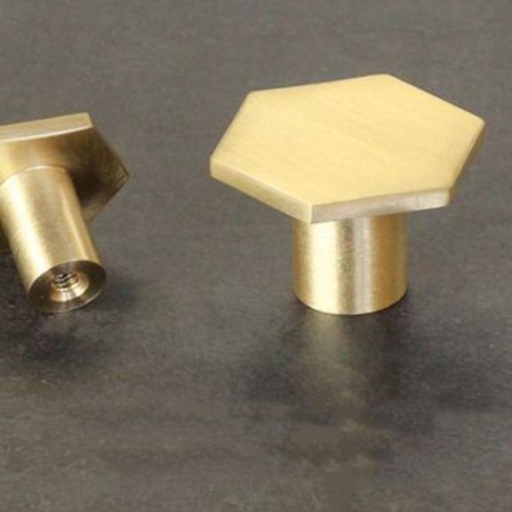 Gold Handle Brass Hexagon Knob Cabinet Pull Tarikan Laci Emas
