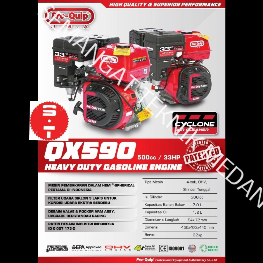 QX590 MESIN ENGINE PENGGERAK SERBAGUNA QX 590 33HP PROQUIP PRO-QUIP