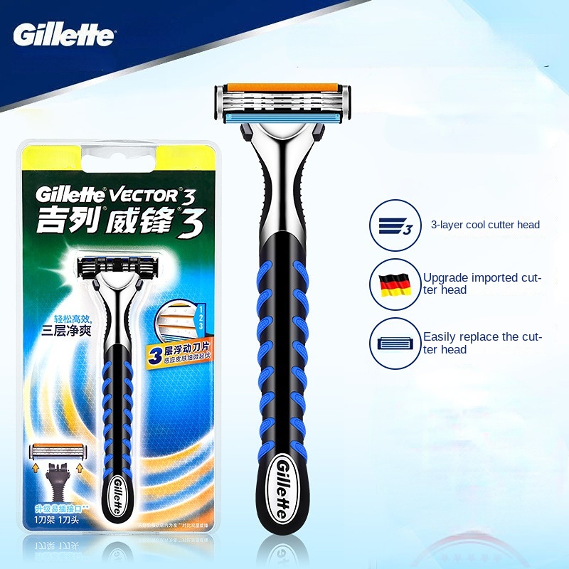 Alat Cukur Manual gillette Vector3/Alat Cukur Geely Pria/gillette vector