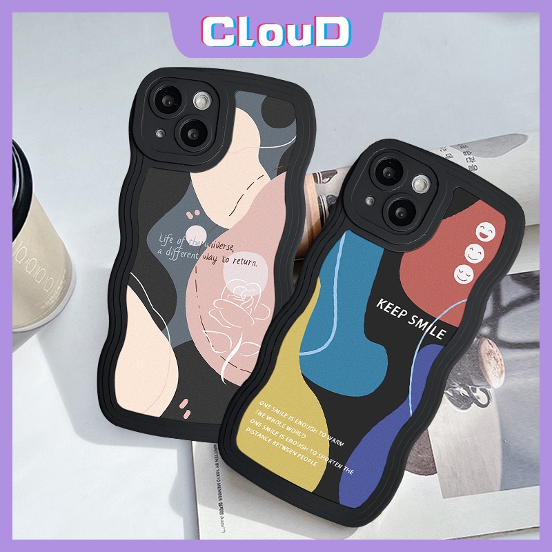 Casing Bunga Tepi Bergelombang Oppo A16 A17 A96 A54 A57 A5 A55 A15 A53 A74 A95 A72 A16K A1k A16s A5s A77s A3s A9 A76 A35 A12 A7 A52 Reno 8 7 6 A15s Abstrak Art Moranti Smiley Soft Cover