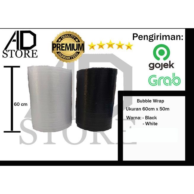 

Plastik Bubble Wrap Hitam & Bening Ukuran 60cm x 50m - bening