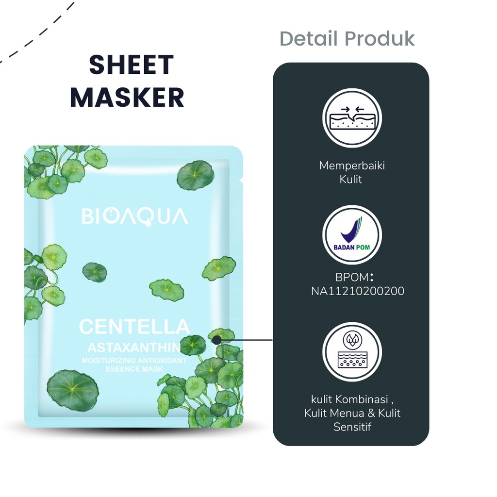 Sheet Mask Face Masker Wajah Bioaqua BPOM Anti Penuaan Mencerahkan Melembabkan Mengencangkan Kulit Wajah