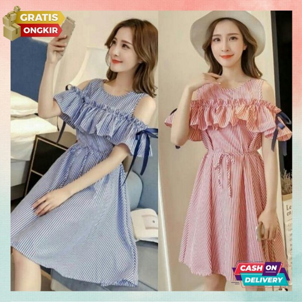 Bj Minidres Remaja Kekinian Korea Pendek Gaun Kasual Korea Style Ghaon Remaja Premium Murah Minidres