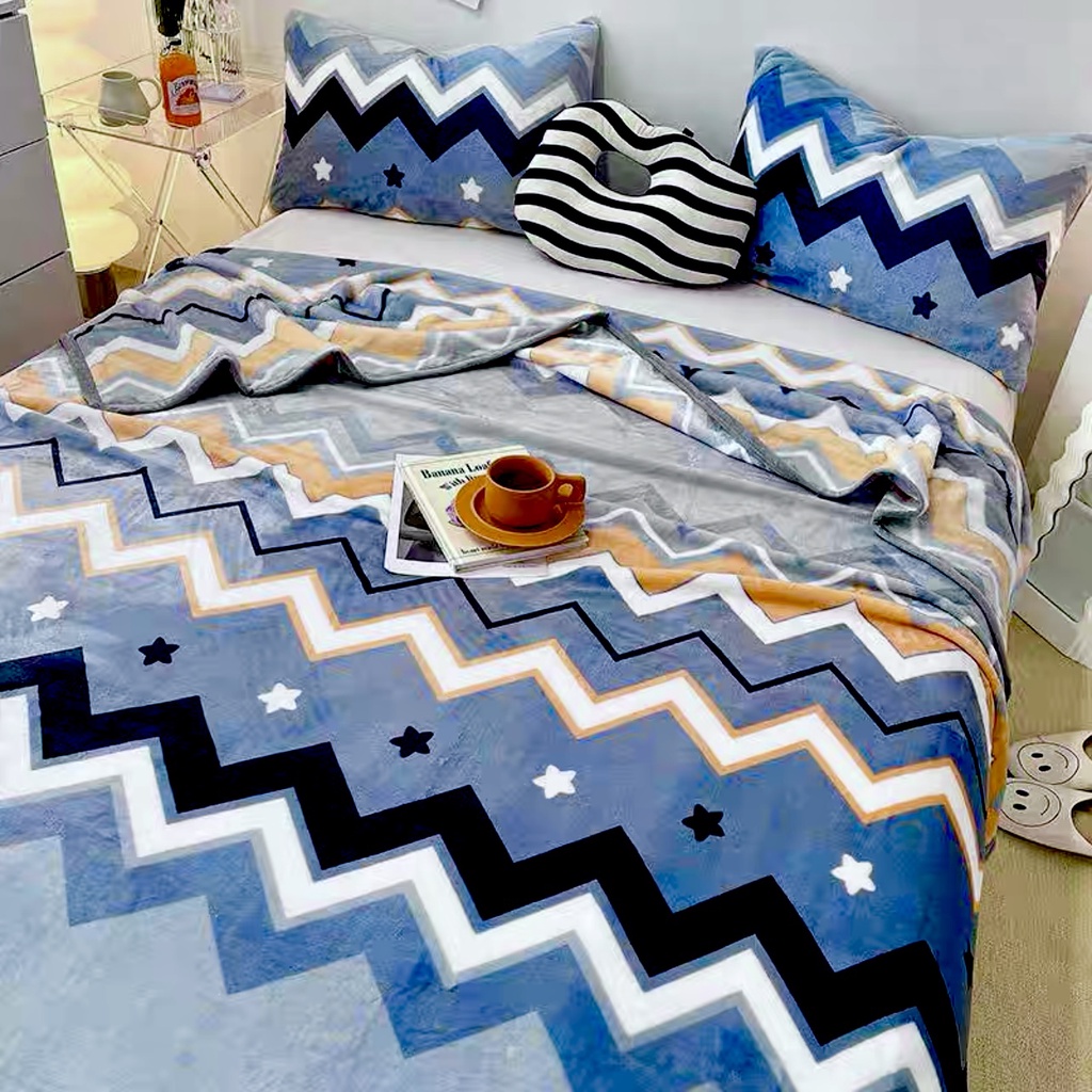 Selimut Bulu Dewasa Uk 140x200 Motif Star Zig Zag