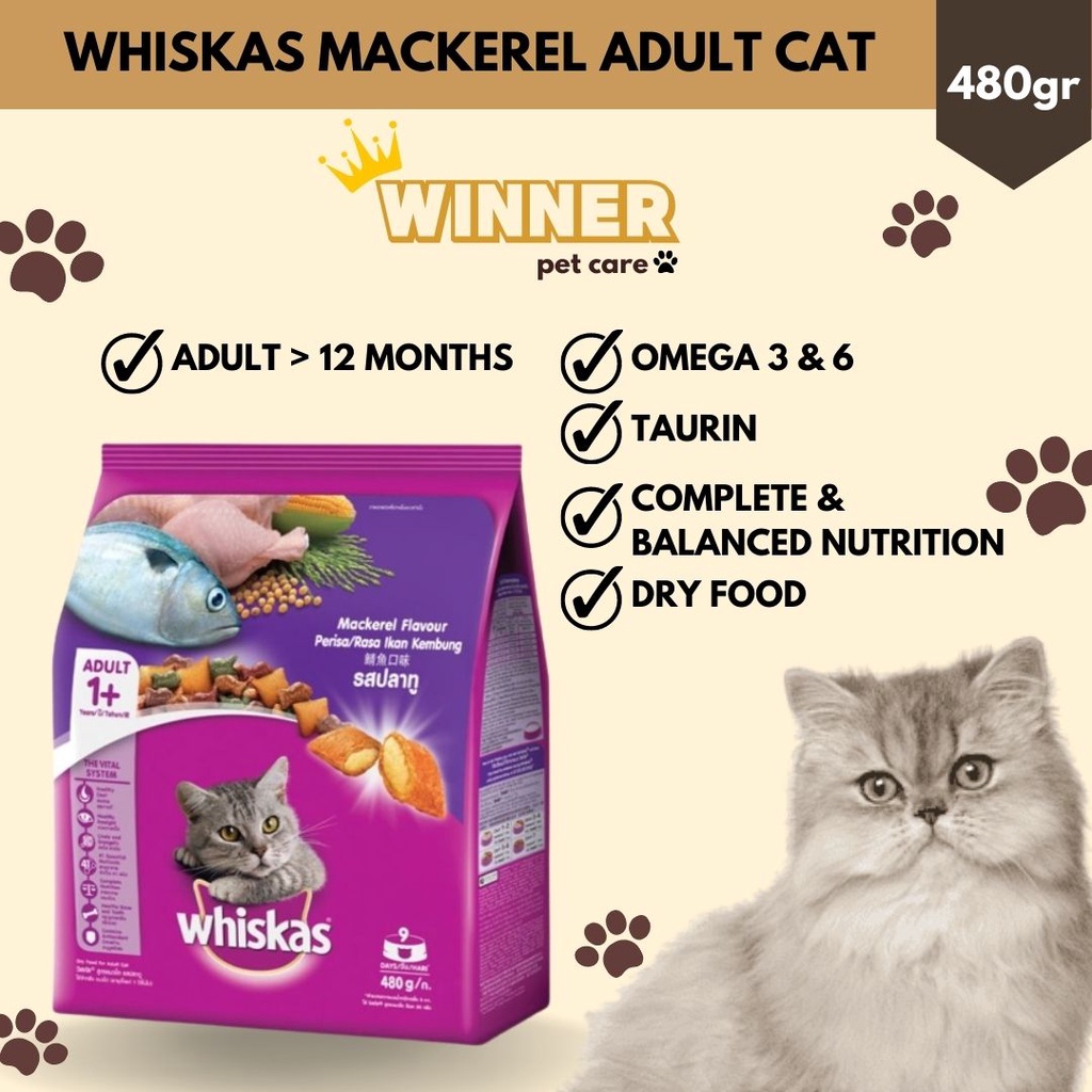 Whiskas Mackerel Adult Cat Food Freshpack 480gr