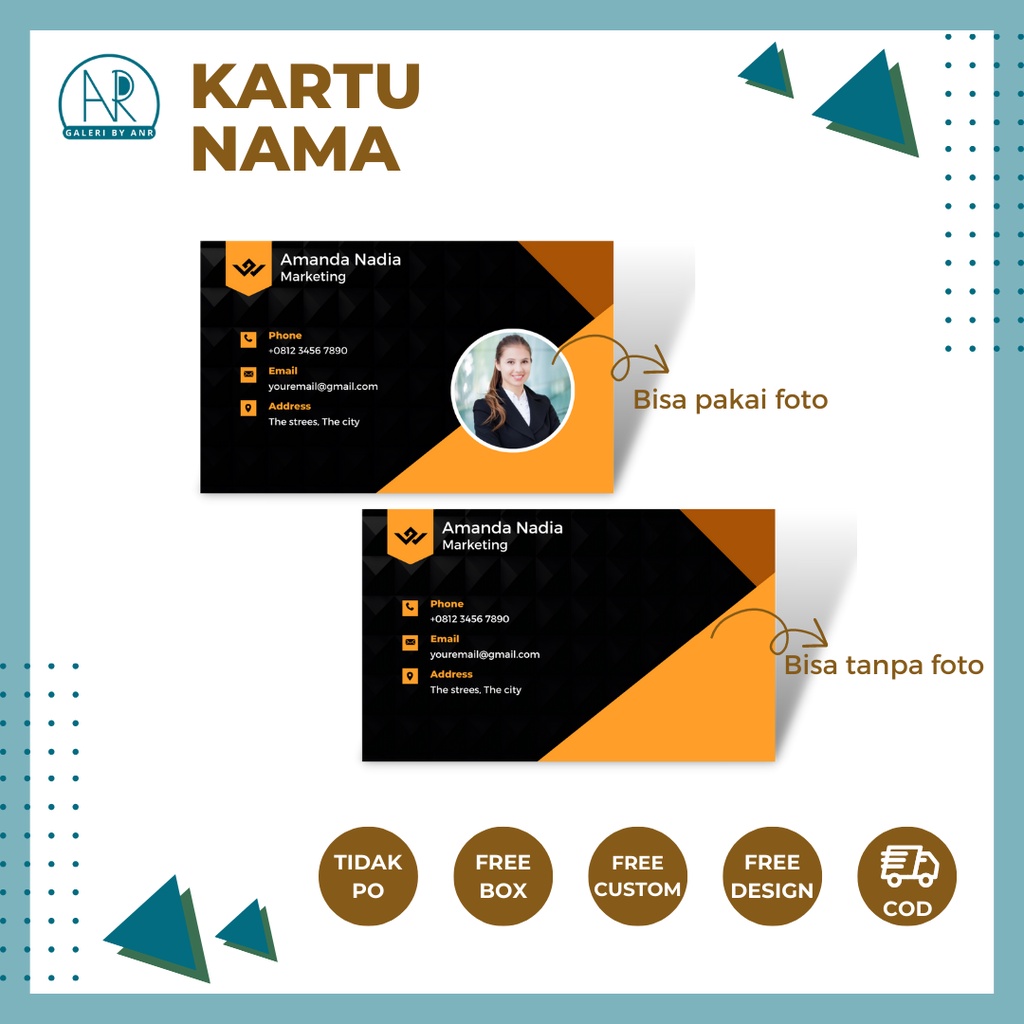 

KARTU NAMA FREE CUSTOM | KARTU NAMA 1/2 SISI ISI 100 PCS BISA COD