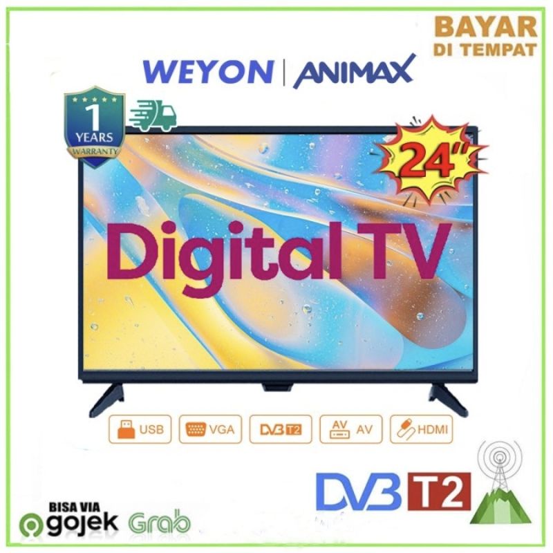 NEW - LED TV DIGITAL 24 INCH MONITOR FULL HD DVB T2