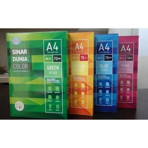 

HOT SALE Kertas HVS Sidu A4 70 Gram Warna Biru , Hijau , Kuning , Merah / Rim