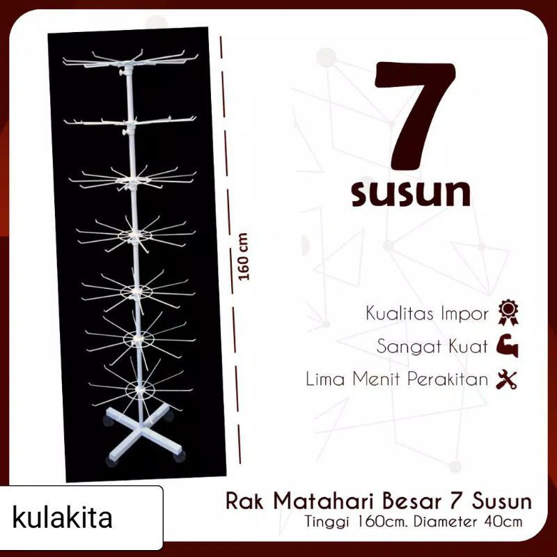 Rak Display Putar Matahari 7 susun Besi Kuat Tebal Impor ADA RODA