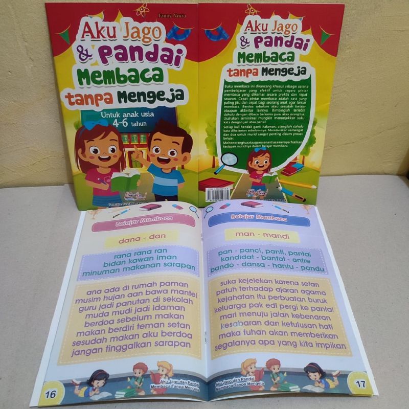 Buku Anak Aku Jago dan Pandai Membaca Tanpa Mengeja untuk Usia 4-6 Thn Bergambar Full Color