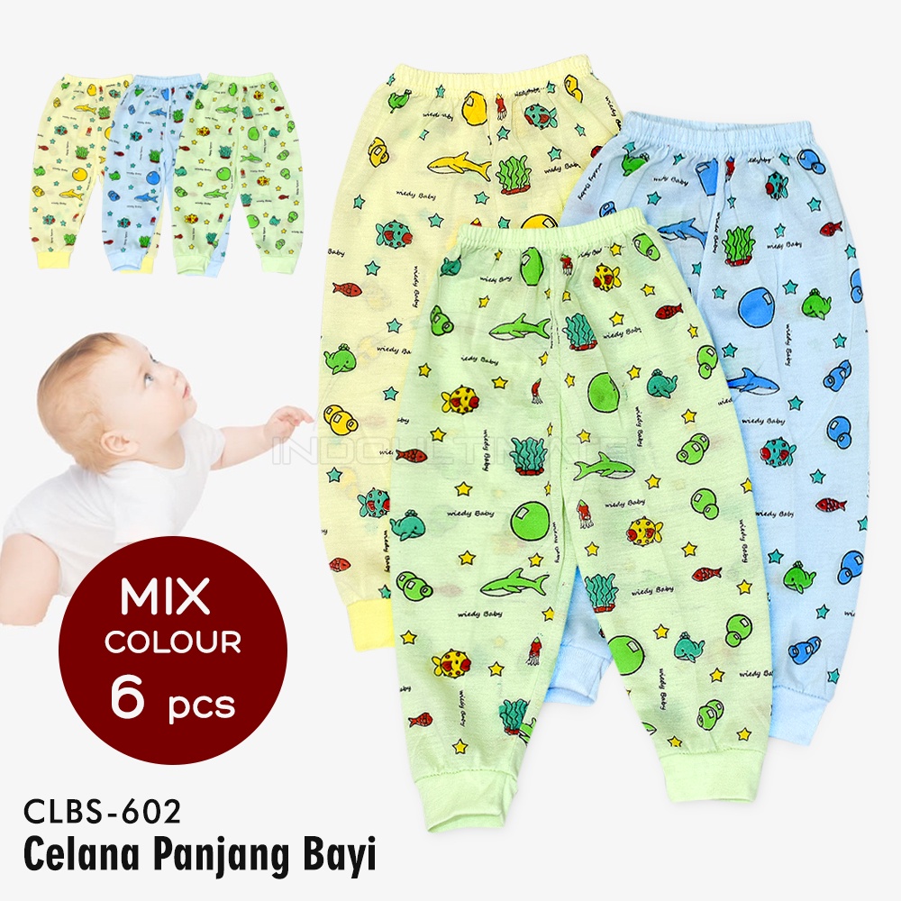 6Pcs Celana Panjang Bayi Kualitas STANDARD CLBS-602 Celana Panjang Bayi Laki-Laki Perempuan Celana Harian Anak Bayi Cewek Cowok Bawahan Bayi Pakaian bayi