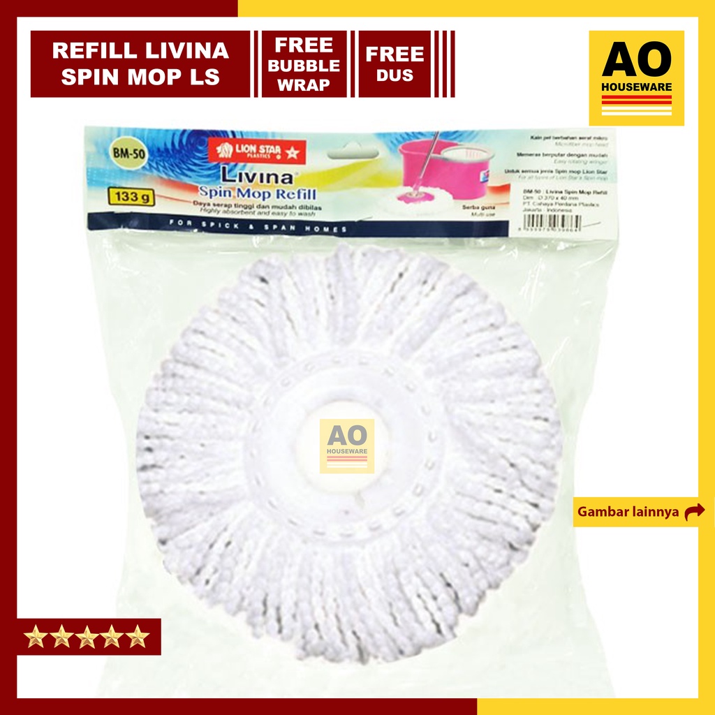 Refill Livina Spin Mop Lion Star Kain Lap Pel Lion Star Timba Putar Termurah