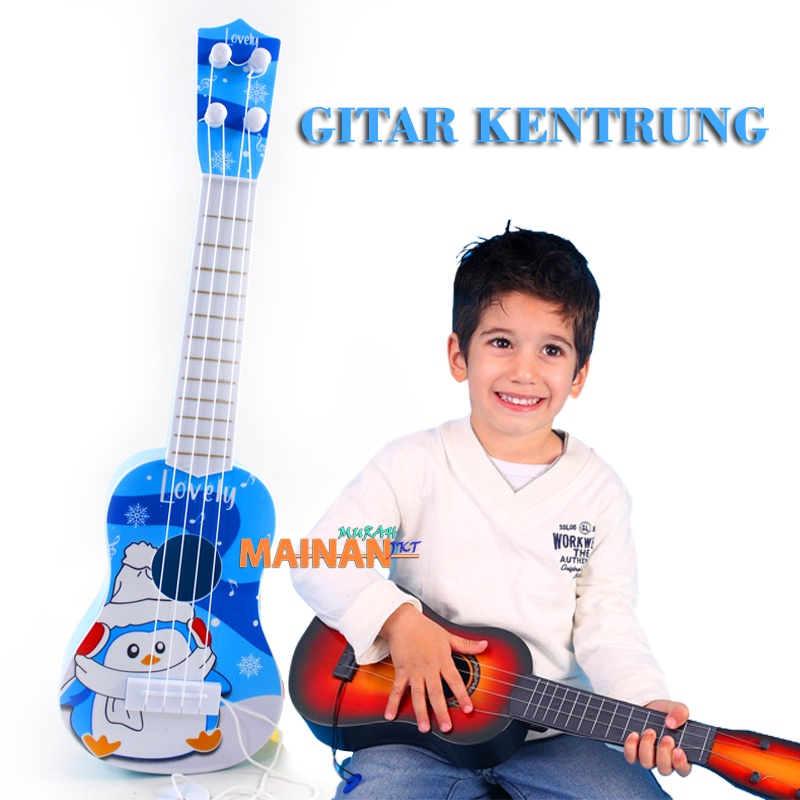 MAINANKEI MAINAN ANAK MURAH GUITAR UKULELE YE26 MUSICAL INSTRUMENT MOTIF ANIMAL GUITAR KEREN