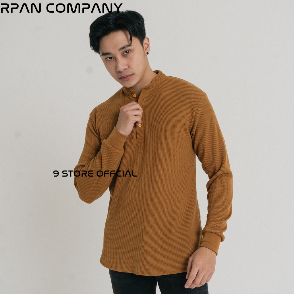 9Storeofficial - Henley Waffle Long sleeve / Henley Big Waffle Tees / Baju Waffle Tangan Panjang Kancing / Crewneck Waffle / Tshirt Waffle Pria Kancing.