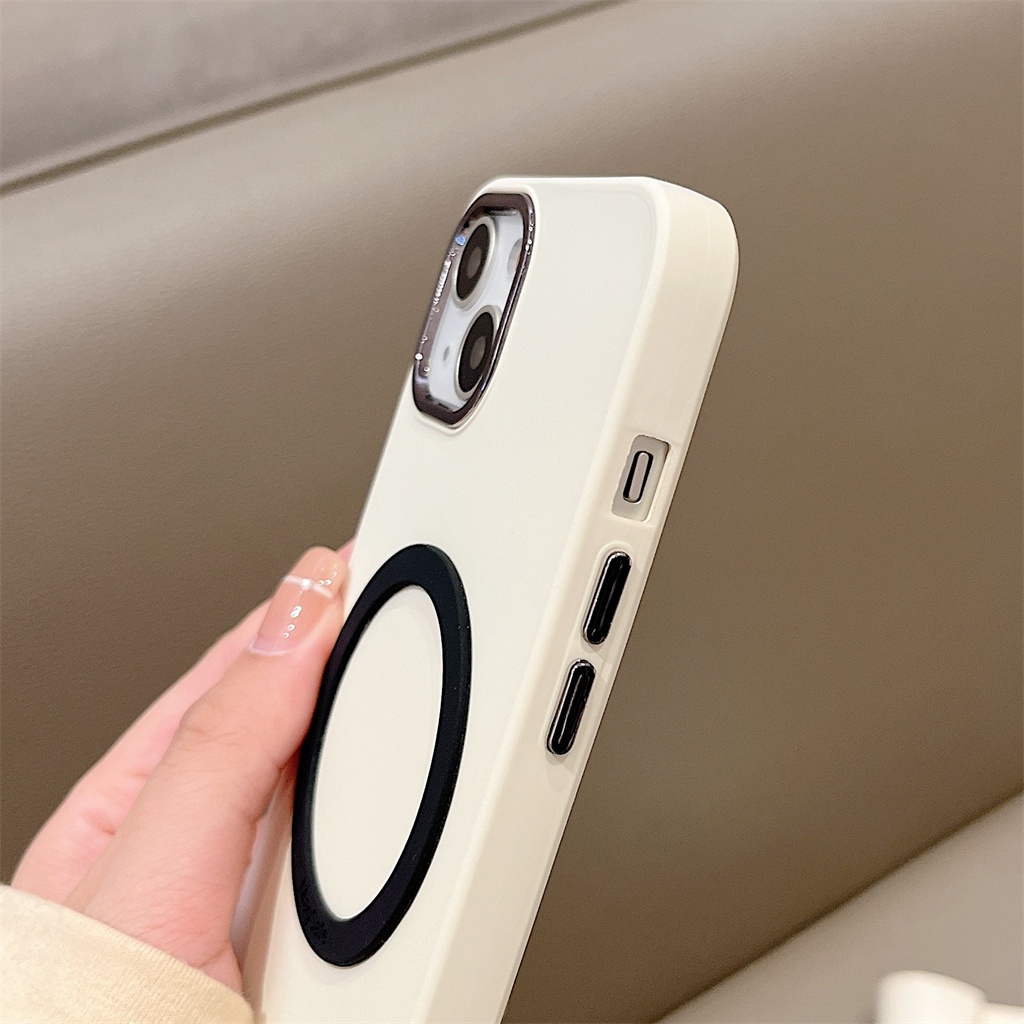 Case Pelindung Kamera Magnetik Bahan Silikon Cair metal velvet Untuk iPhone 14 Pro Max Plus 13 12 11 Pro Max