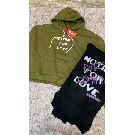 Hoodie Crop Oversize Unfinished No Time For Love BYAZ ORIGINAL