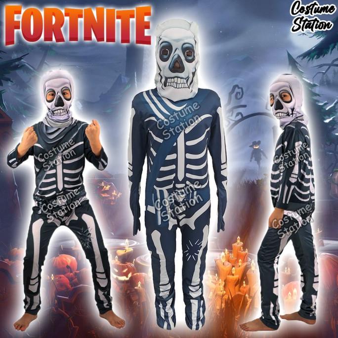 KOSTUM FORTNITE SKULL TROOPER/COSTUM SKELETON TENGKORAK HALLOWEEN ANAK TRTB964G96