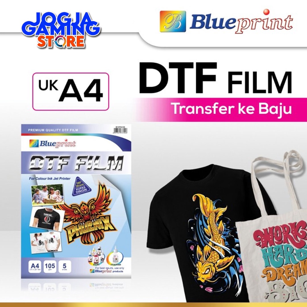 

KERTAS TRANSFER FILM DTF BLUEPRINT / DIGITAL TRANSFER FILM PET - A4