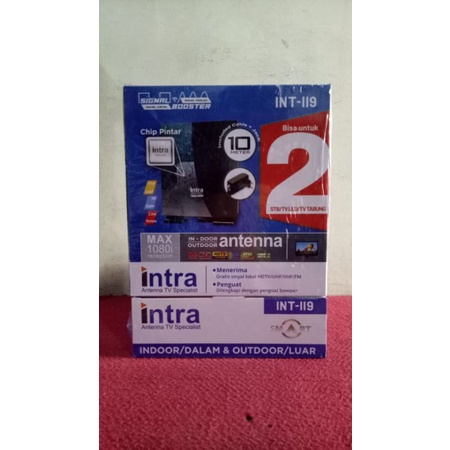 antena indoor &amp; outdoor intra int 119 bisa untuk 2tv/ antena tv digital / antena dalam tv digital / antena tv luar digital / sinyal kuqt intra int119