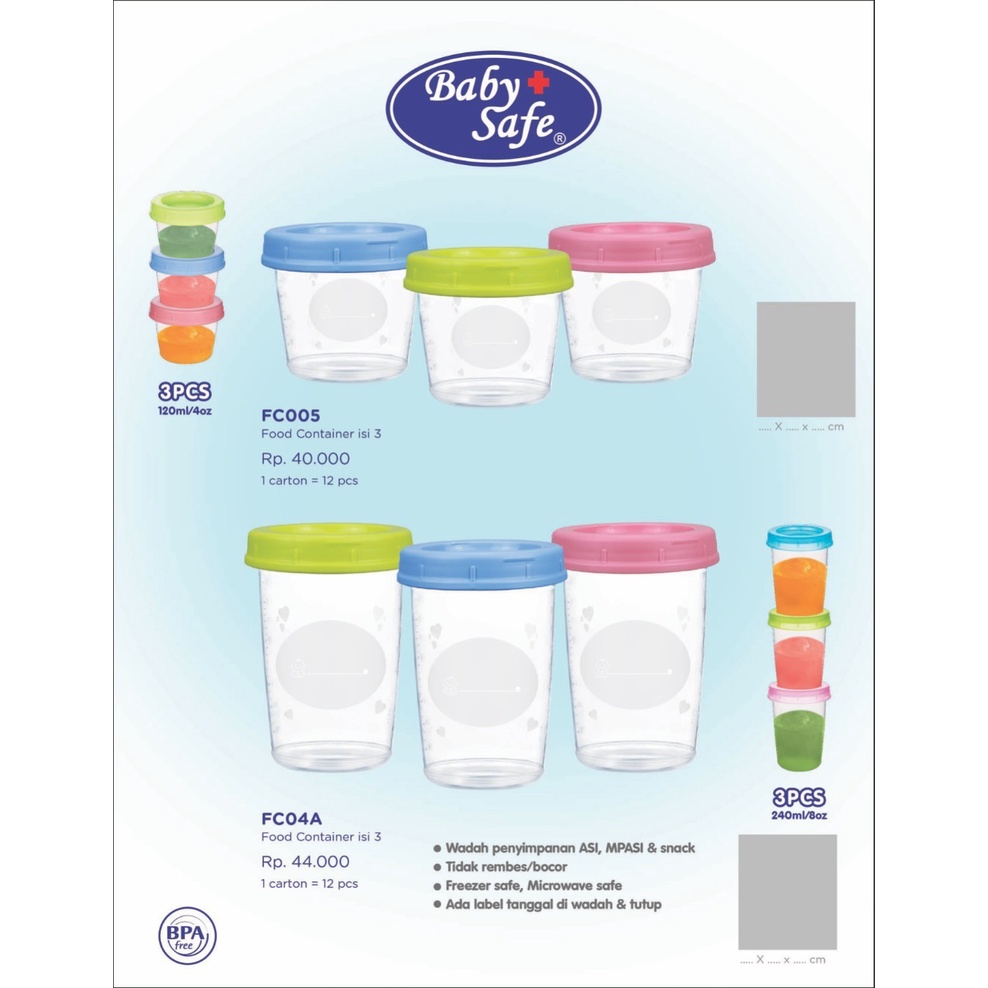 Baby Safe  Food Container Wadah MPASI Bayi  Lock and Lock Tempat Makan Bayi FC002 FC003