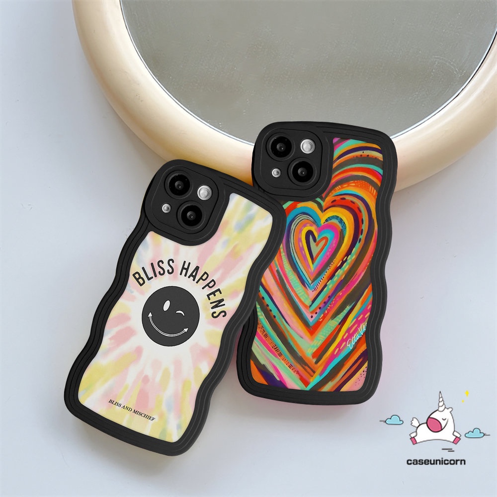 Redmi 12C 10a1 9T 10C 9.9a 9C NFC 10A A1+POCO M3 X3 NFC Pro Redmi Note9 11 10 11s 10s 8 11 10 Pro Max 11Pro+9Pro 9s Ins Smile Gradient Love Heart Rainbow Wavy Soft Case Tepi