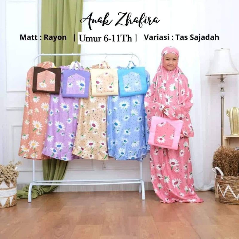 MUKENA ANAK TANGGUNG UMUR 6-11TH BAHAN RAYON MOTIF BUNGA TERLARIS