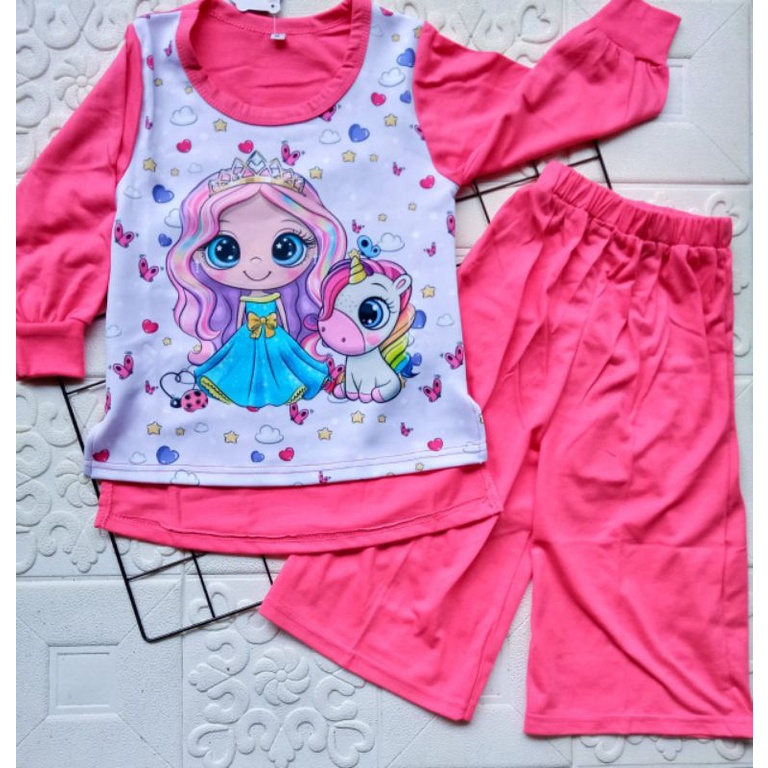 SETELAN KULOT ANAK OVERSIZE SLEBEW 3-8 TAHUN LENGAN PANJANG PRINCESS UNICORN BY TAROKO / SETELAN ANAK CEWEK OVERSIZE SLEBEW